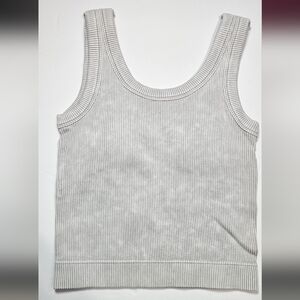 Zenana‎ Brami Mineral Wash Gray/Stone Ribbed Tank Top  Removeable Pads